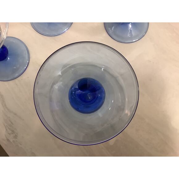 4 BORMIOLI ROCCO MINORCA BLUE GOBLET DESSERT BALL STEMMED GLASS MADE ITALY - Picture 3 of 4